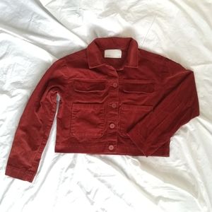 OAK + FORT boxy corduroy jacket, red, XS